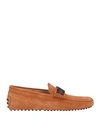 Tod's Luxurious Brown Rubber Suede Driver Loafers For Men In Orange