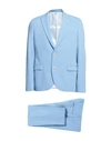 Manuel Ritz Man Suit Sky Blue Size 36 Polyester, Viscose, Elastane