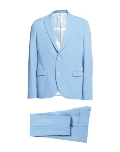 Manuel Ritz Man Suit Sky Blue Size 36 Polyester, Viscose, Elastane