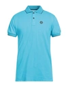 People Of Shibuya Man Polo Shirt Azure Size S Cotton, Elastane In Blue