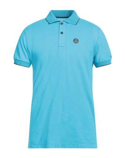 People Of Shibuya Man Polo Shirt Azure Size S Cotton, Elastane In Blue