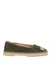 Sergio Rossi Woman Espadrilles Military Green Size 9 Soft Leather