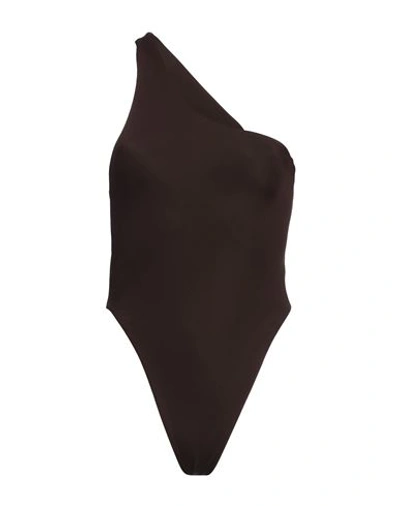 Louisa Ballou Woman One-piece Swimsuit Dark Brown Size M Polyamide, Elastane