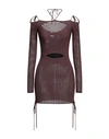Andreädamo Andreādamo Woman Mini Dress Chocolate Brown Size S Viscose, Polyester, Polyamide, Elastane
