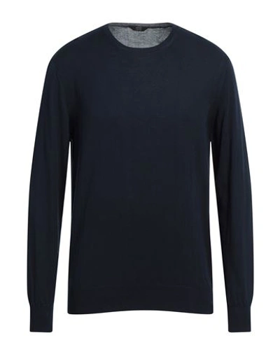 Hōsio Man Sweater Midnight Blue Size L Cotton, Viscose In Navy Blue