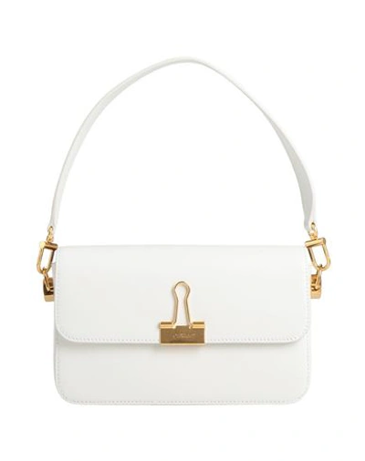 Off-white Off White Woman White Leather Small Plain Binder Handbag