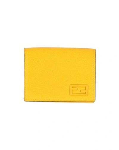 Fendi Man Wallet Ocher Size - Soft Leather In Yellow