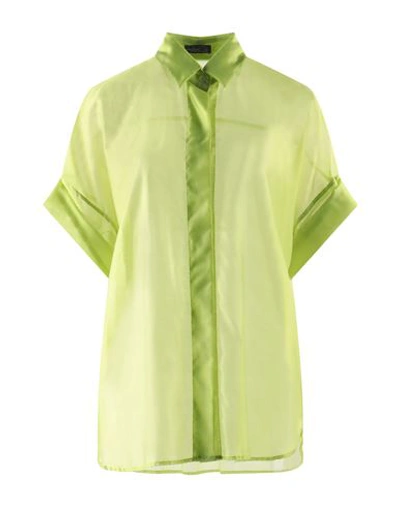 Van Laack Woman Shirt Light Green Size 14 Lyocell, Polyamide