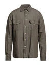 ALESSANDRO GHERARDI ALESSANDRO GHERARDI MAN SHIRT MILITARY GREEN SIZE L COTTON, HEMP