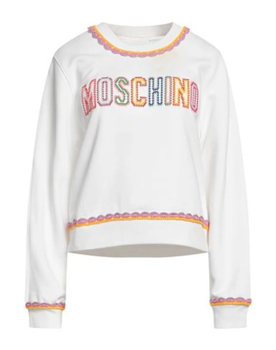 Moschino Woman Sweatshirt White Size 12 Cotton