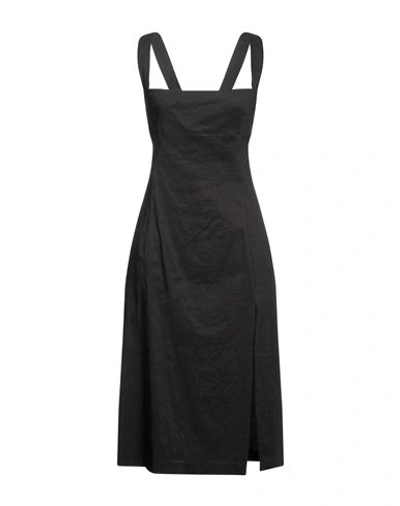 Pinko Woman Midi Dress Black Size 6 Linen, Viscose, Elastane