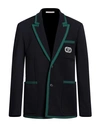 Valentino Tailored Cotton Blend Blazer With Back Slit And Sharp Lapels In Blue