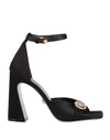 Versace Woman Sandals Black Size 8 Textile Fibers