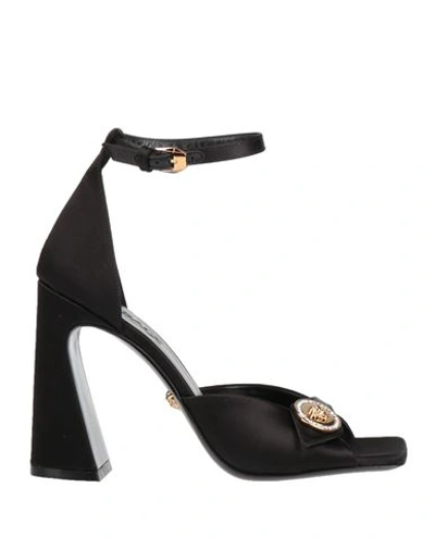 Versace Woman Sandals Black Size 8 Textile Fibers In Black