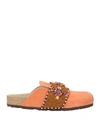 Maliparmi Malìparmi Woman Mules & Clogs Orange Size 9 Soft Leather, Textile Fibers