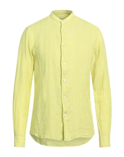 Mastricamiciai Man Shirt Ocher Size 17 Linen In Green