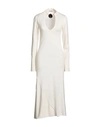 Jil Sander Woman Midi Dress Ivory Size 4 Virgin Wool In White