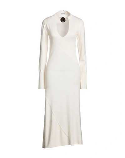 Jil Sander Woman Midi Dress Ivory Size 4 Virgin Wool In White