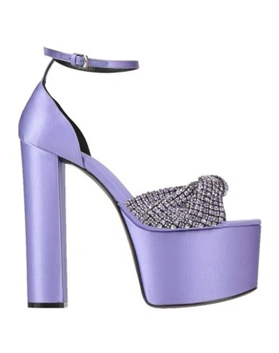 Evangelie Smyrniotaki X Sergio Rossi Woman Sandals Light Purple Size 11 Textile Fibers