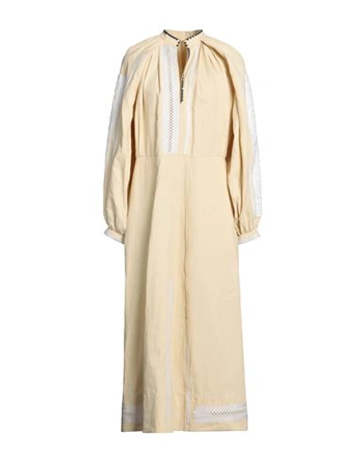 Jil Sander Woman Maxi Dress Light Yellow Size 4 Linen, Cotton