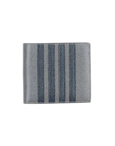 Thom Browne Man Wallet Grey Size - Soft Leather