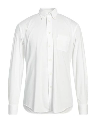 Traiano Man Shirt White Size 16 Polyamide, Polyester, Elastane