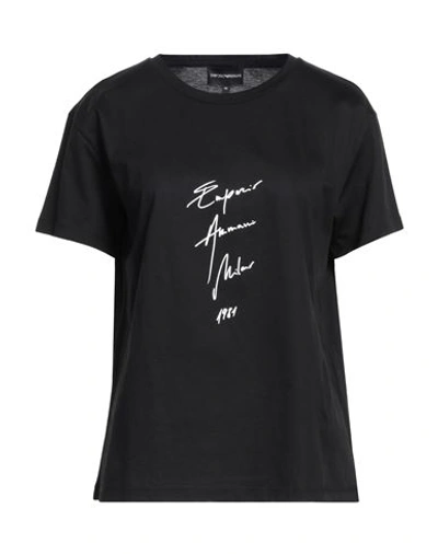 Emporio Armani Woman T-shirt Black Size 12 Cotton