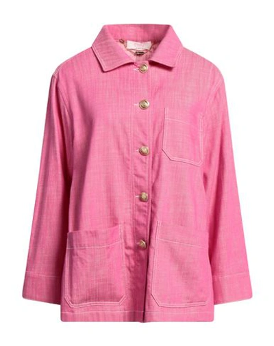 Clips More Woman Denim Shirt Fuchsia Size 12 Cotton In Pink