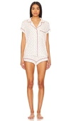 Eberjey Gisele Printed Relaxed Short Pj Set Triple Heart/haute Red In Triple Heart Multi & Sangria