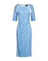 Clips Woman Midi Dress Light Blue Size 10 Polyester, Polyamide, Elastane, Cotton