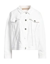 Dismero Woman Denim Outerwear White Size 6 Cotton, Elastane In White