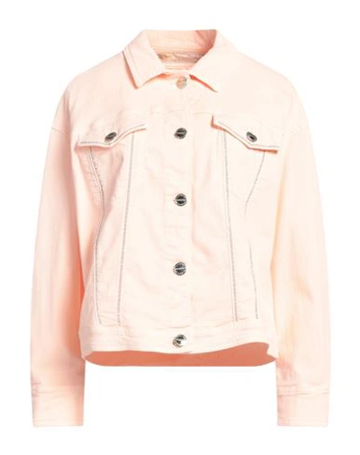 Dismero Woman Denim Outerwear Salmon Pink Size 8 Cotton, Elastane