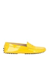 TOD'S TOD'S WOMAN LOAFERS YELLOW SIZE 8 SOFT LEATHER