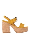 Carmens Woman Sandals Mustard Size 9 Leather In Yellow