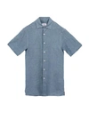 Dunhill Man Shirt Blue Size Xs Linen