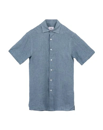 Dunhill Man Shirt Blue Size Xs Linen