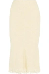 VICTORIA BECKHAM FLUTED WOOL-BLEND BOUCLÉ MIDI SKIRT