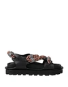 Jil Sander Woman Sandals Black Size 6 Cowhide, Textile Fibers In Black