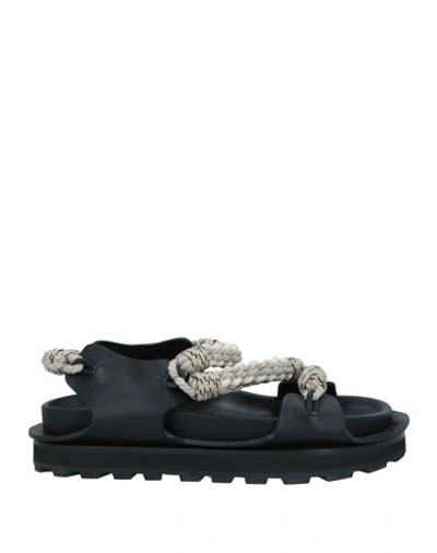 Jil Sander Woman Sandals Light Grey Size 9 Cowhide, Textile Fibers In Grey