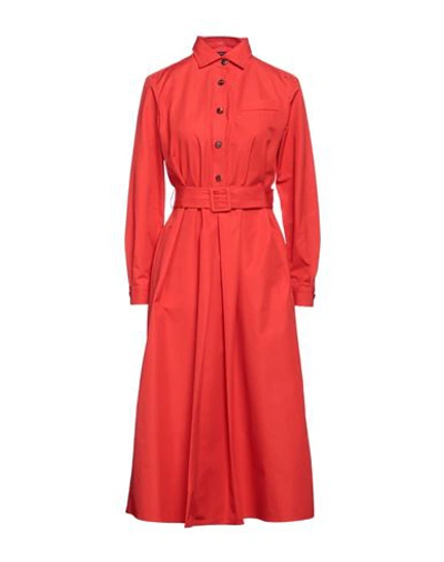 Kiton Woman Midi Dress Red Size 16 Cotton