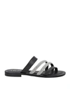 Cécile Woman Thong Sandal Black Size 6 Leather