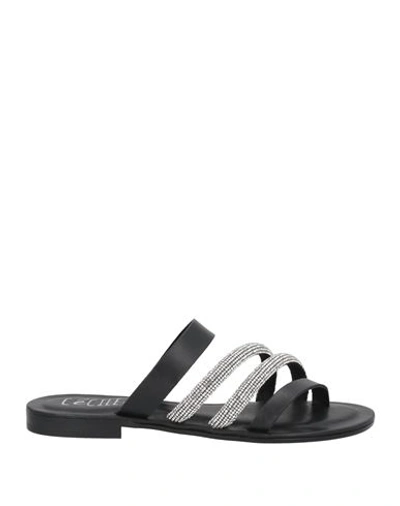 Cécile Woman Thong Sandal Black Size 6 Cowhide