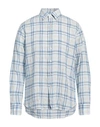 Alessandro Gherardi Man Shirt Sky Blue Size 16 Linen In Blue
