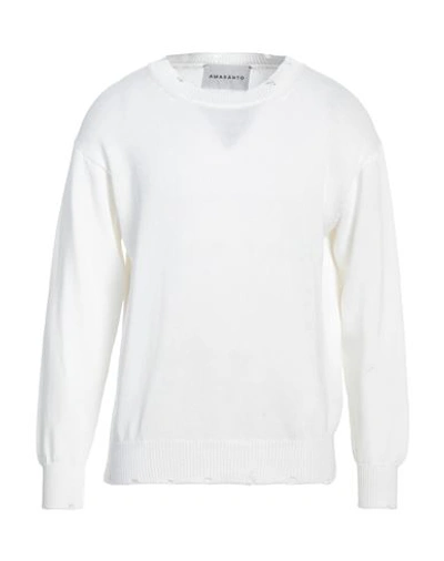 Amaranto Man Sweater White Size L Cotton