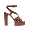 Casadei Geometric Strappy Platform Sandals In Rum