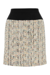 Alexander Mcqueen Textured Tweed Skirt With Contrasting Waistband In Multicoloured
