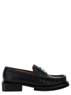 GANNI 'BUTTERFLY' BLACK LOAFERS WITH LOGO DETAIL IN LEATHER WOMAN