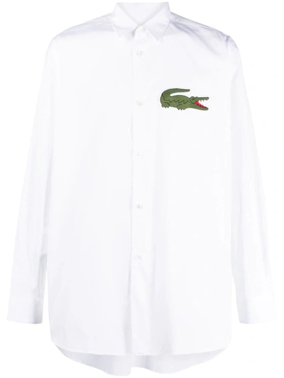 Comme Des Garçons X Lacoste Logo-embroidered Cotton Shirt In White