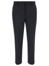 PLAIN BLACK STRAIGHT PANTS WITH BELT LOOPS IN DOUBLE CREPE WOMAN