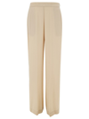 SEMICOUTURE 'EMERSON' BEIGE STRAIGHT LOOSE PANTS IN ACETATE AND SILK BLEND WOMAN